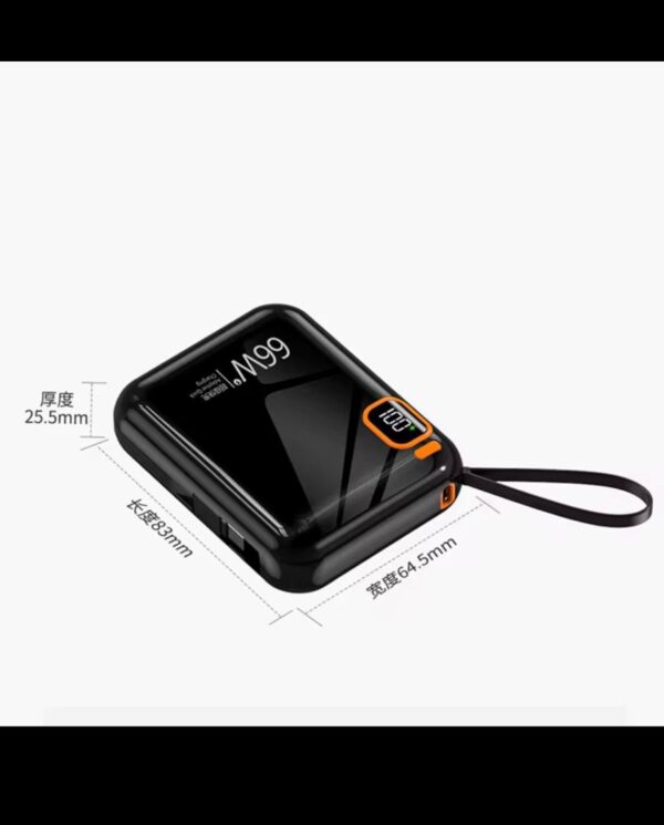 Mini Batterie Externe 10000mAh PD20W/66W Charge Super Rapide avec Câble Intégré – Image 3