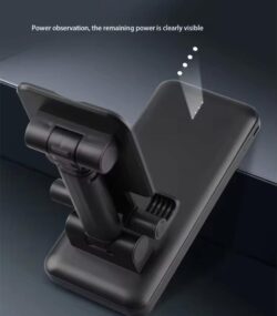 Batterie externe Magicpol 10000mAh dans sa boîte bleue, avec support de téléphone intégré et mention "4IN1 CHARGING".