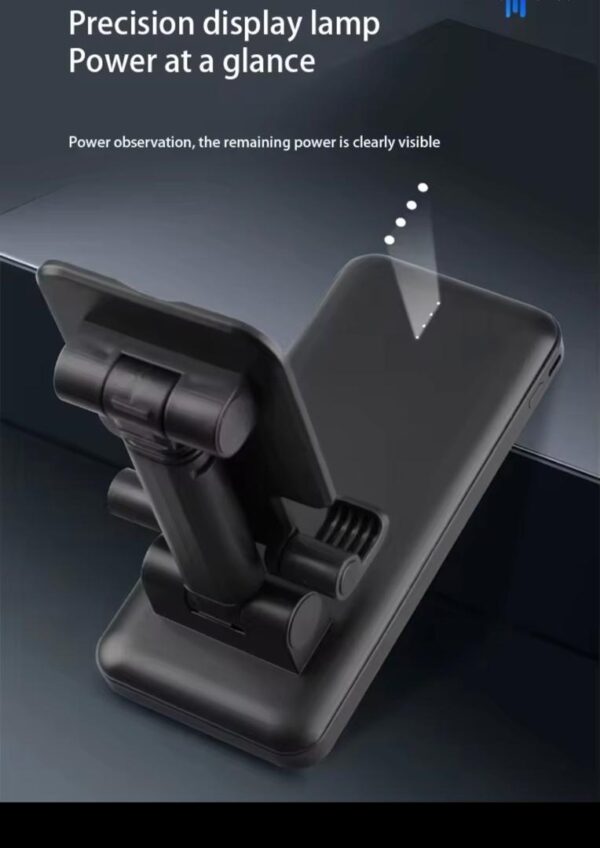 Batterie externe Magicpol 10000mAh dans sa boîte bleue, avec support de téléphone intégré et mention "4IN1 CHARGING".