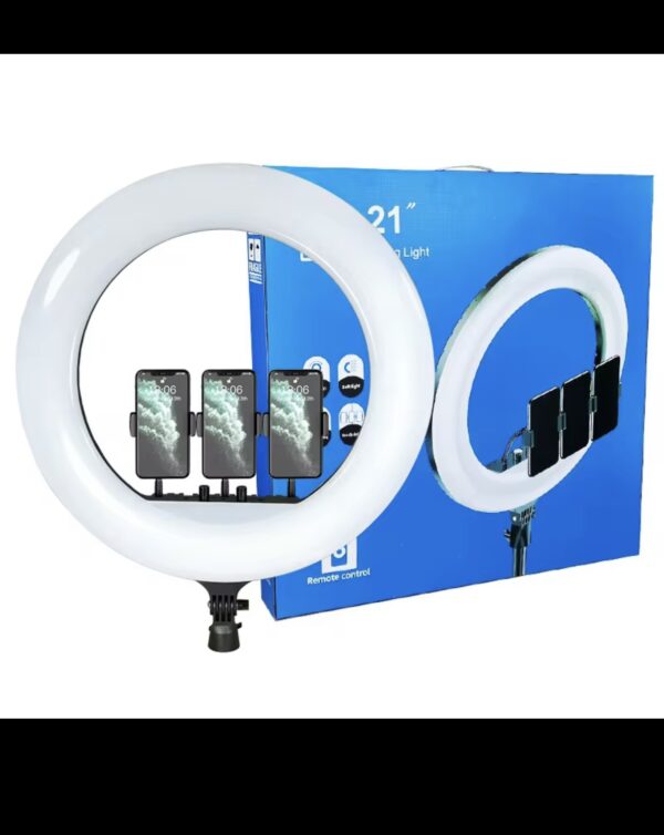 Grand Ring Light LED 21" avec supports multiples pour smartphone – Éclairage professionnel